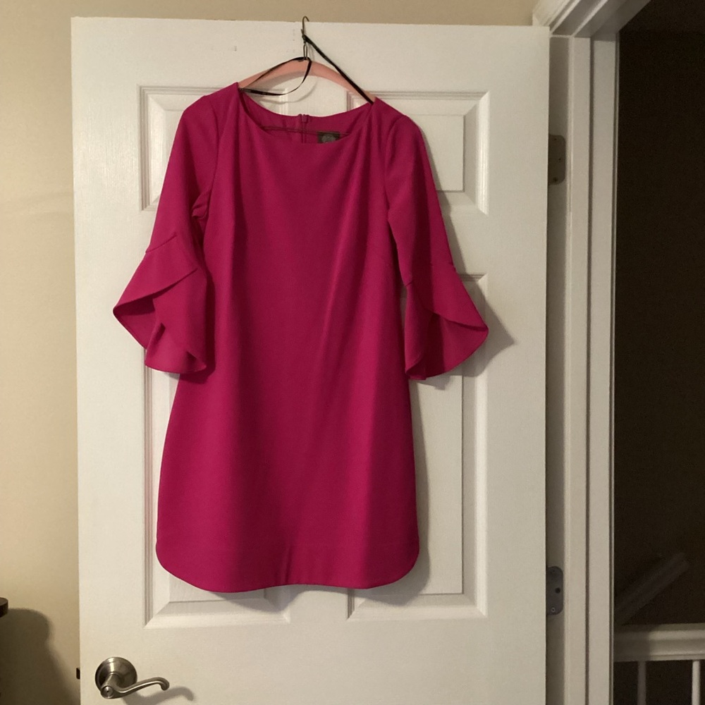 Vibrant Pink Ruffle Sleeve Dress